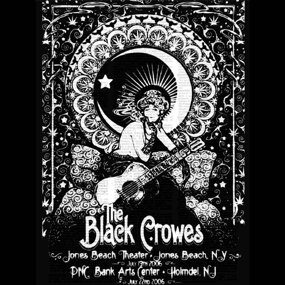 Black Crowes Moon Star Concert Poster on Vintage Dictionary Art Pri…